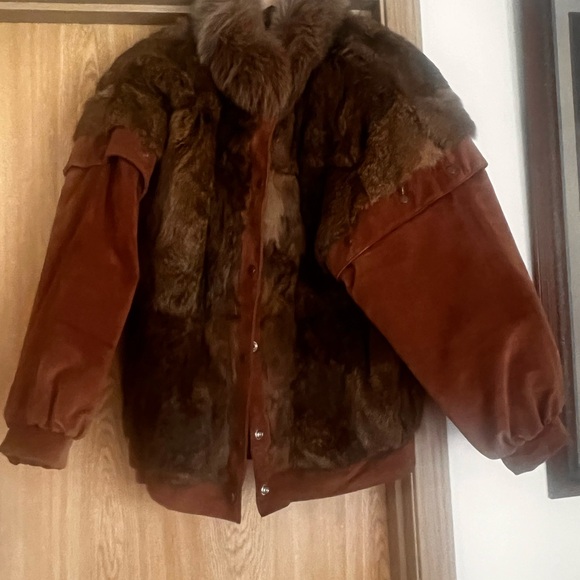 Vintage Leather and Rabbit Fur Coat/Vest - Picture 1 of 5